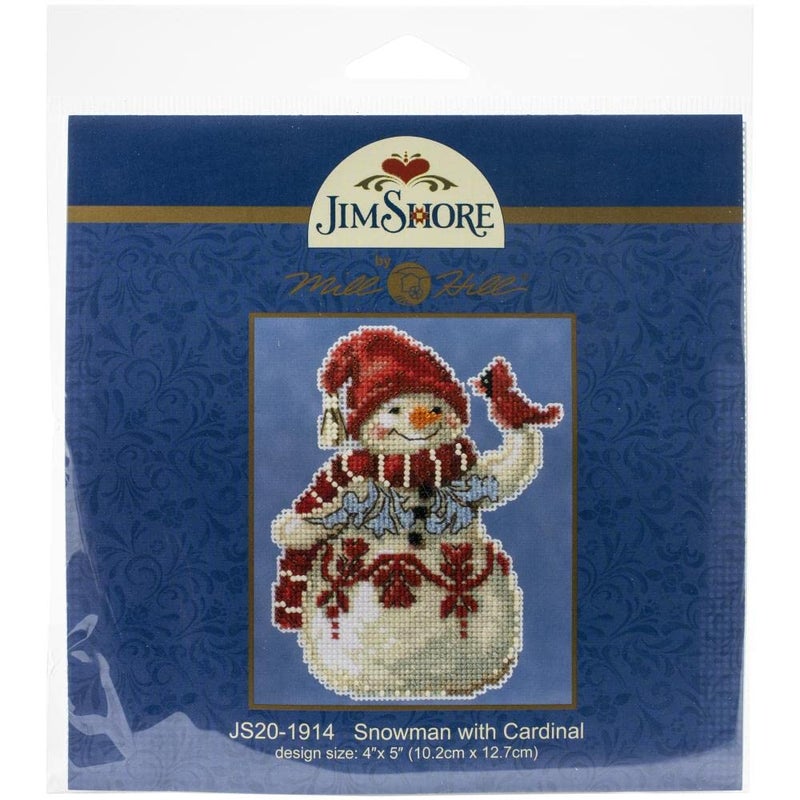 Mill Hill Snowman with Cardinal Counted Cross Stitch Ornament Kit Mill Hill 2019 Jim Shore JS201914 - Image 2